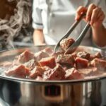 menjaga keutuhan bentuk daging presto