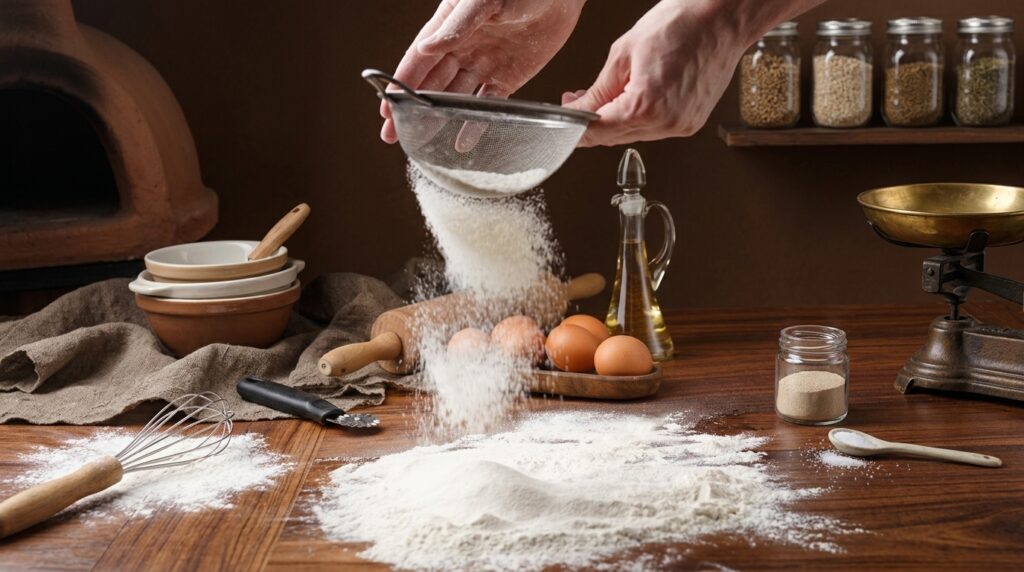 proses penyaringan tepung makanan