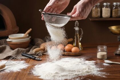 proses penyaringan tepung makanan