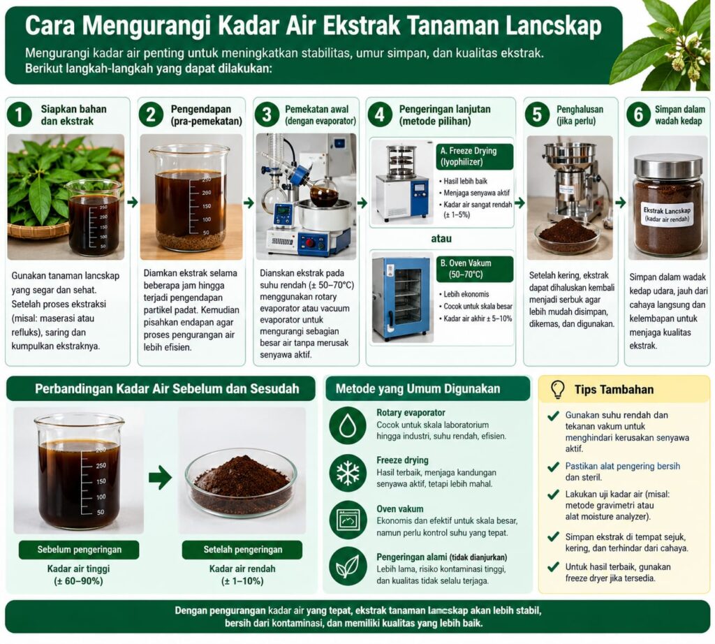 cara mengurangi kadar air ekstrak tanaman