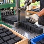 proses pemotongan briket setelah dicetak